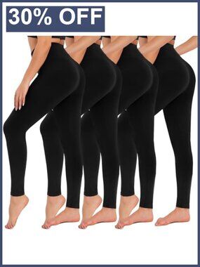 High Waisted Tummy Control Leggings 4 Pack Yoga Pants Workout Gym